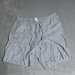 Chicos Shorts Womens 16 Chicos 3 Linen Gray White Striped Drawstring Lagenlook